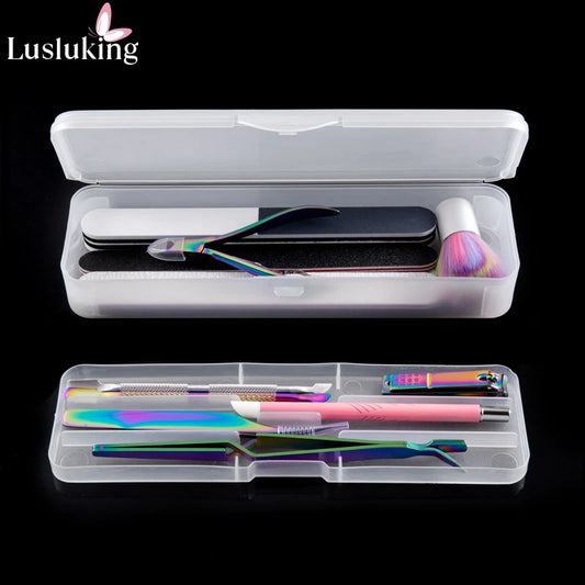 Nail Art Tool Empty Storage 1Pc Rectangle Double-layer box Tweezers Clippers Nail Brush Files Portable Plastic Container 22cm