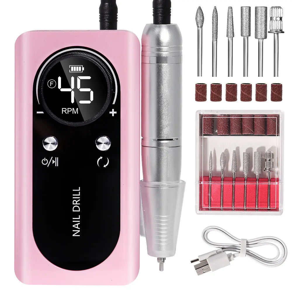 Nail Drill Machine Electric Portable 45000RPM e Nail File Rechargeable Nail Sander