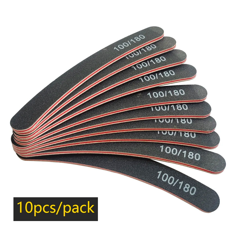 Nail File Buffer 100/180 Grit Half Moon Nail Files Double Side Sand