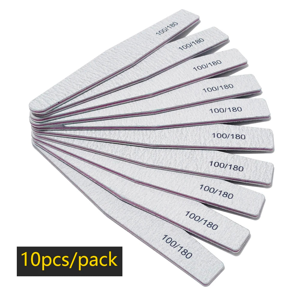 Nail File Buffer 100/180 Grit Half Moon Nail Files Double Side Sandpaper Nail 