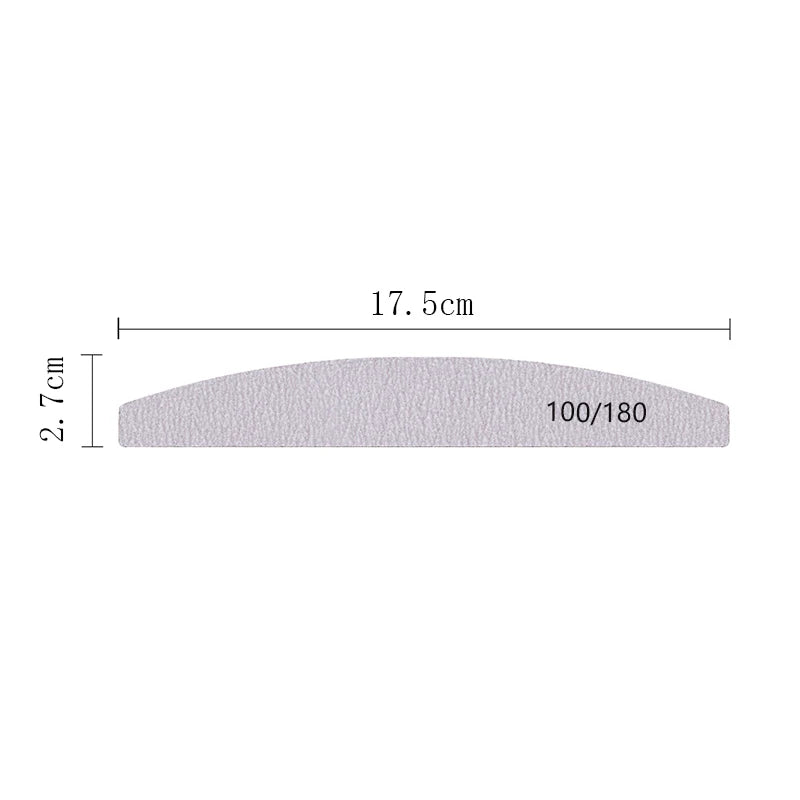 Nail File Buffer 100/180 Grit Half Moon Nail Files Double Side Sandpaper Nail Sanding Grinding