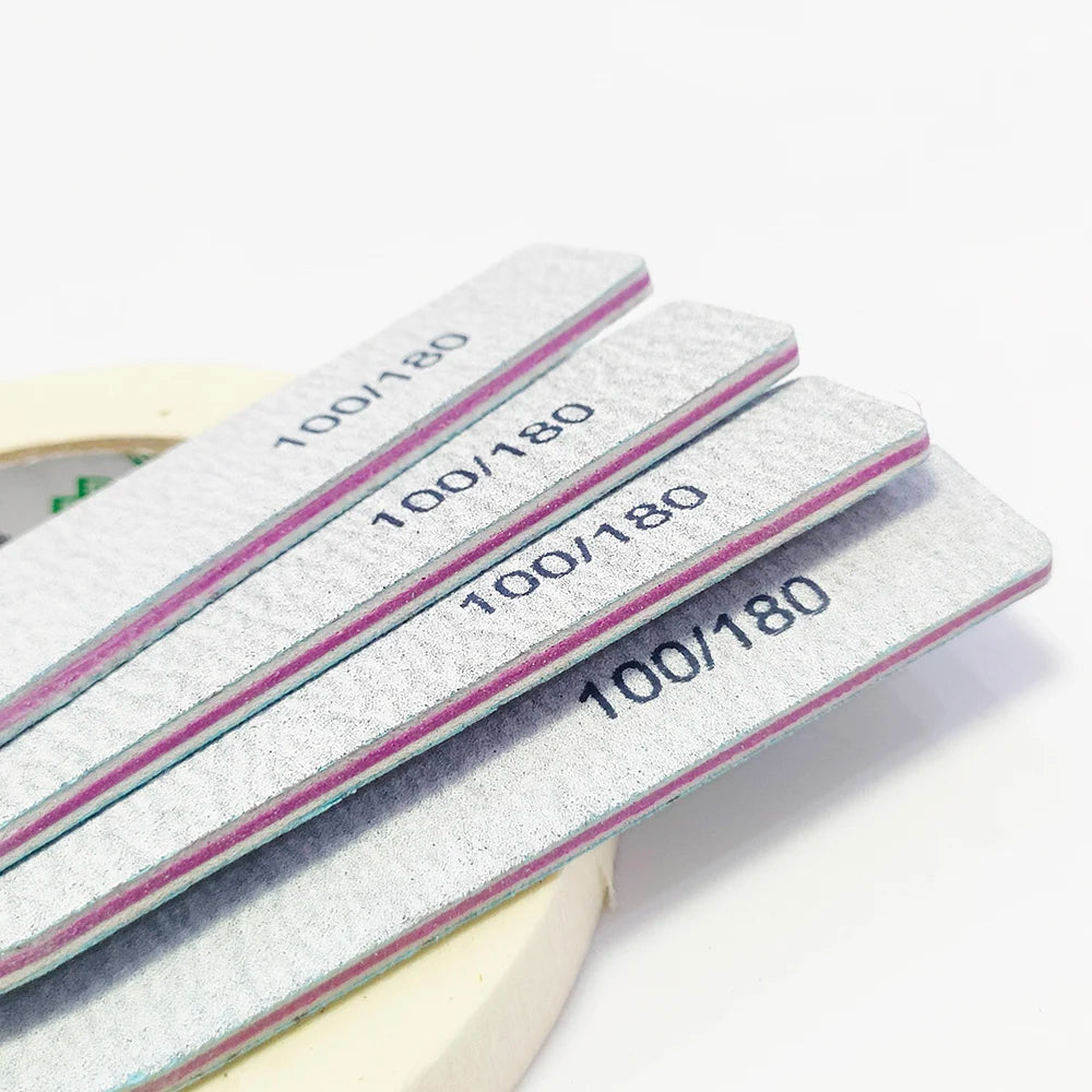 Nail File Buffer 100/180 Grit Half Moon Nail Files Double Side Sandpaper Nail Sanding Grinding Gel