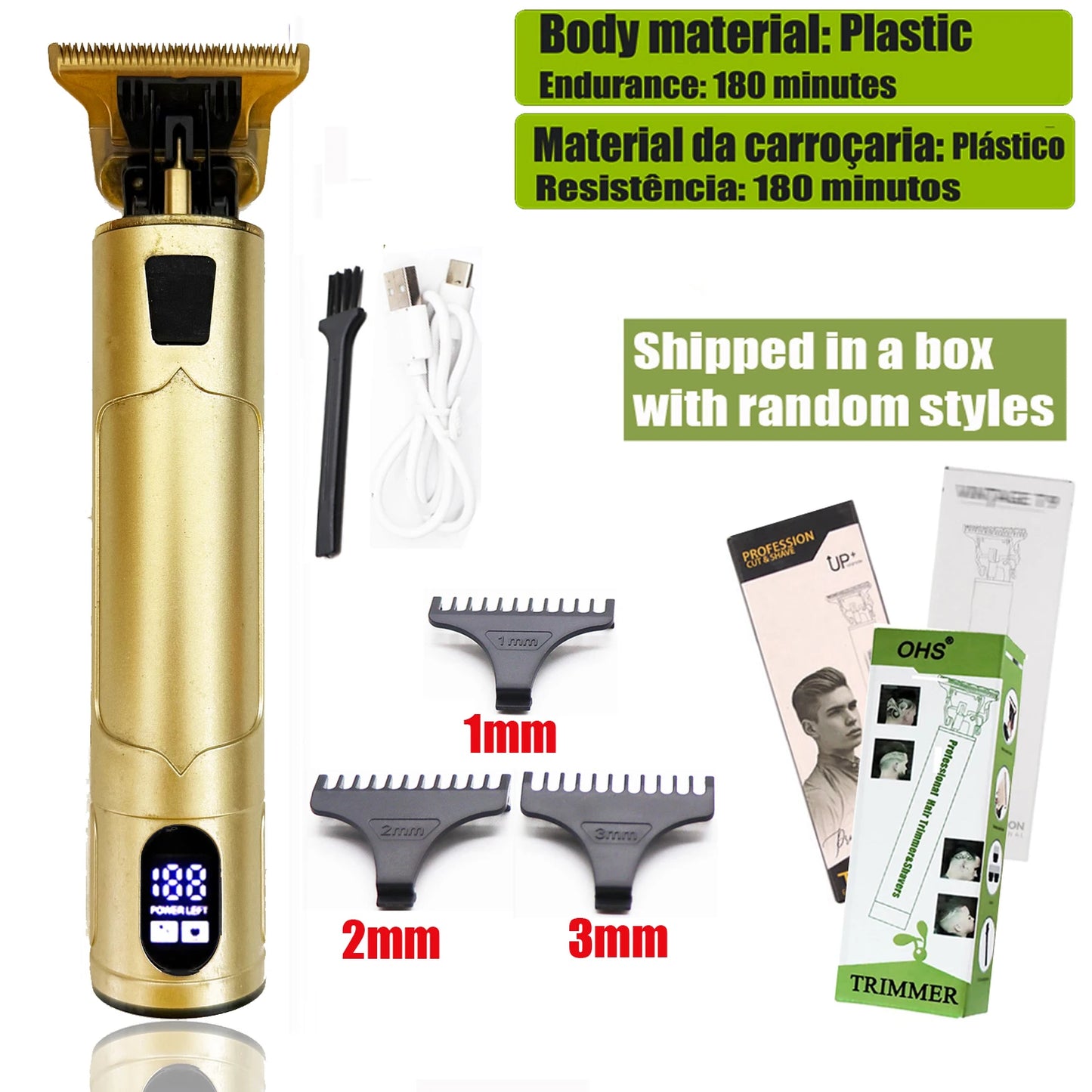 OHS Electric Hair Clipper Professional USB Cordless Clipper Professional Beard 