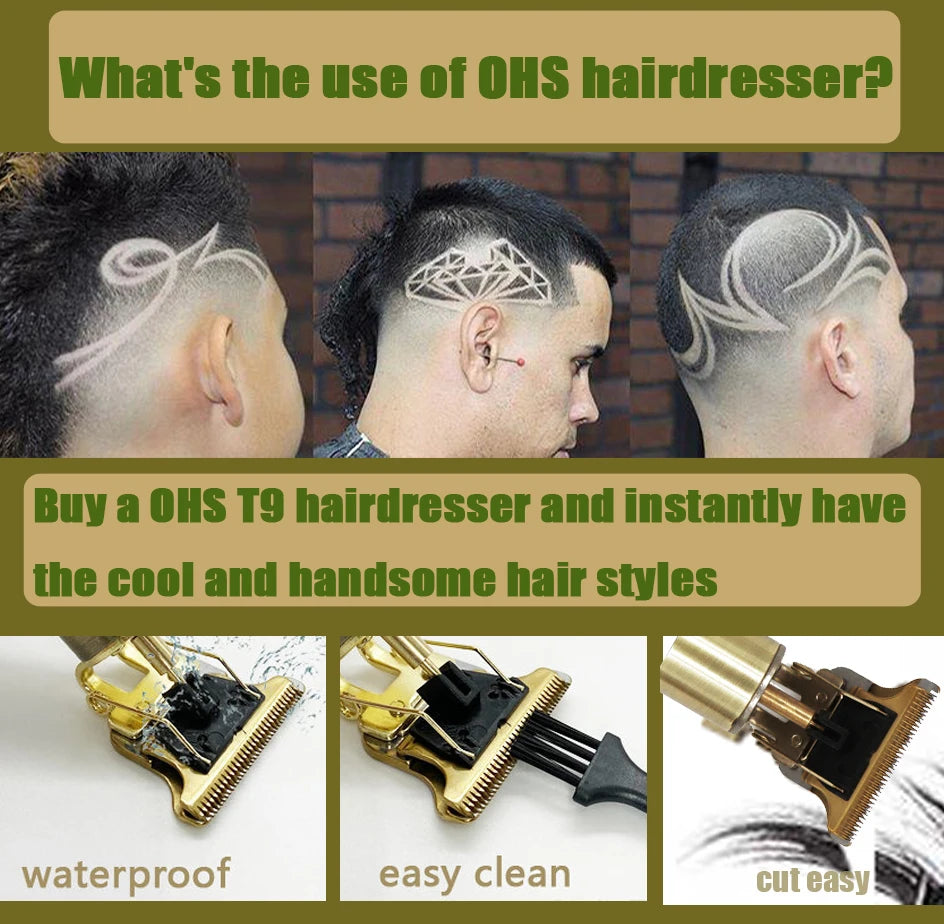 OHS Electric Hair Clipper Professional USB Cordless Clipper Professional Beard Trimmer Haircut Grooming Kit Hair