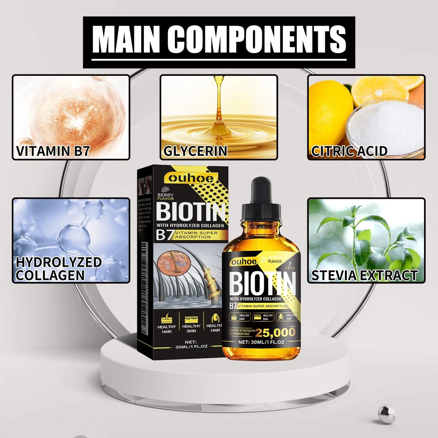 OUHOE Collagen B7 Vitamin Hair Essential Oil Moisturizes and Softens Hair, Hair Care Essential Oil Prevents Improves Hair Loss12
