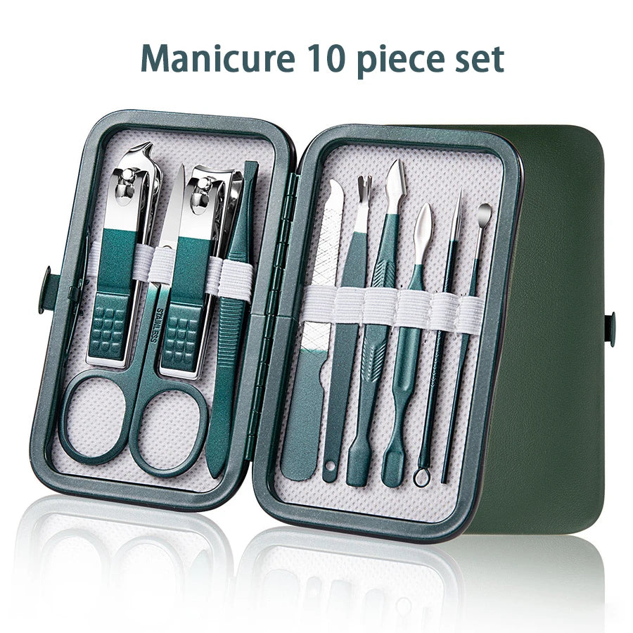 Pedicure Kit Ouriner 6-18Pcs Portable Manicure Sets Pedicure Kits Bright Black Nail Clipper Set Personal