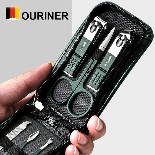 Pedicure Kit Ouriner 6-18Pcs Portable Manicure Sets Pedicure Kits Bright Black Nail Clipper Set Personal Care Tools Eyebrow Scissors
