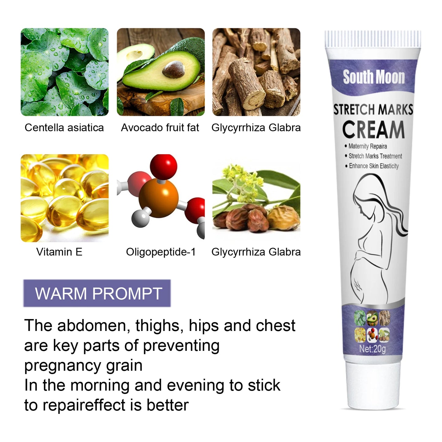 Remove Pregnancy Stretch Marks Cream Improves Elasticity Fade Growth Lines Smoothing Nourishing Moisturizing Firming Skin 