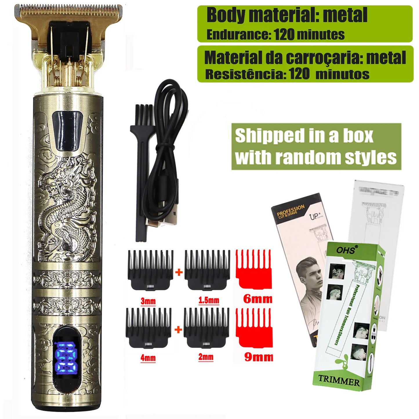 LCD Display T9 Hair Clipper Beard Shaving  Trimmer Clippers Electric Men Haircut Machine 0mm Barber Shaver