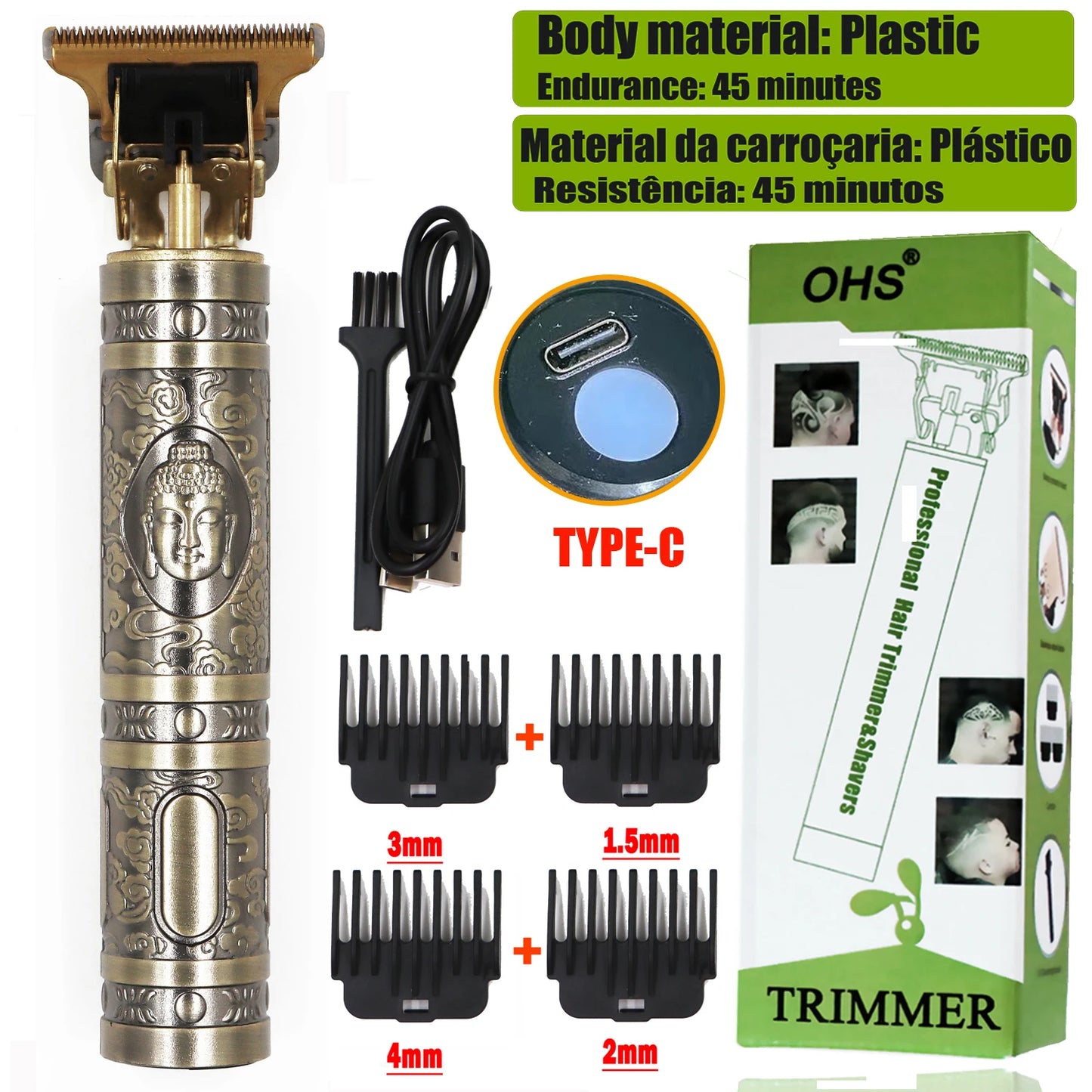 type c LCD Display T9 Hair Clipper Beard Shaving Body Hair Trimmer Clippers Electric Men Haircut Machine 0mm Barber Shaver