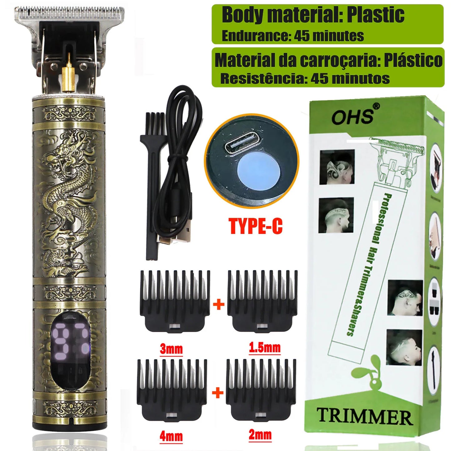 LCD Display T9 Hair Clipper Beard Shaving Body Hair Trimmer Clippers Electric Men Haircut Machine 0mm Barber S