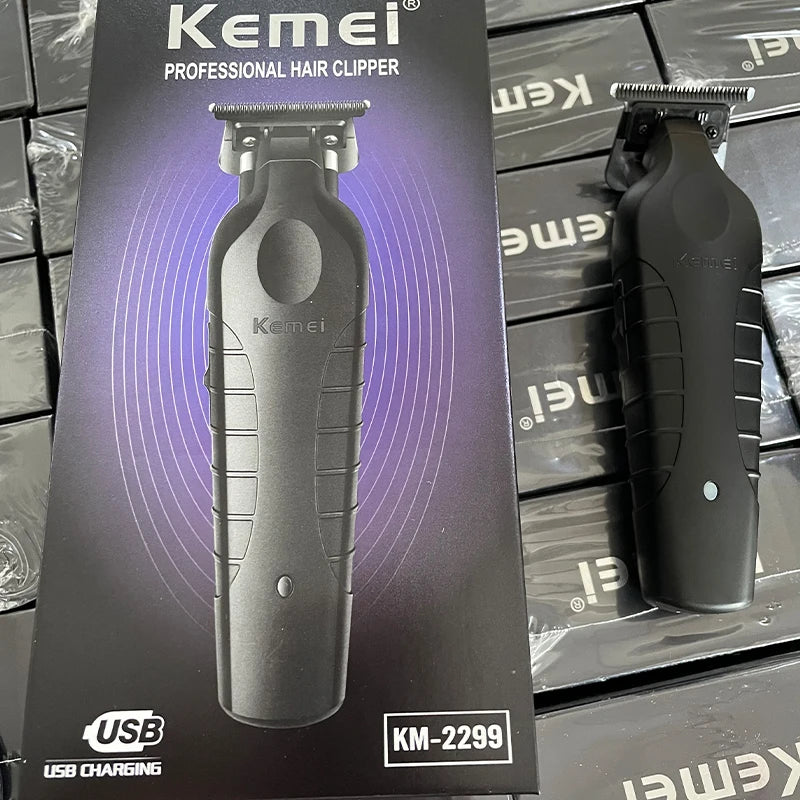 Trimmer Kemei 2299 Barber Cordless Hair Trimmer 0mm Zero Gapped Carving Clipper Detailer Professional Electric