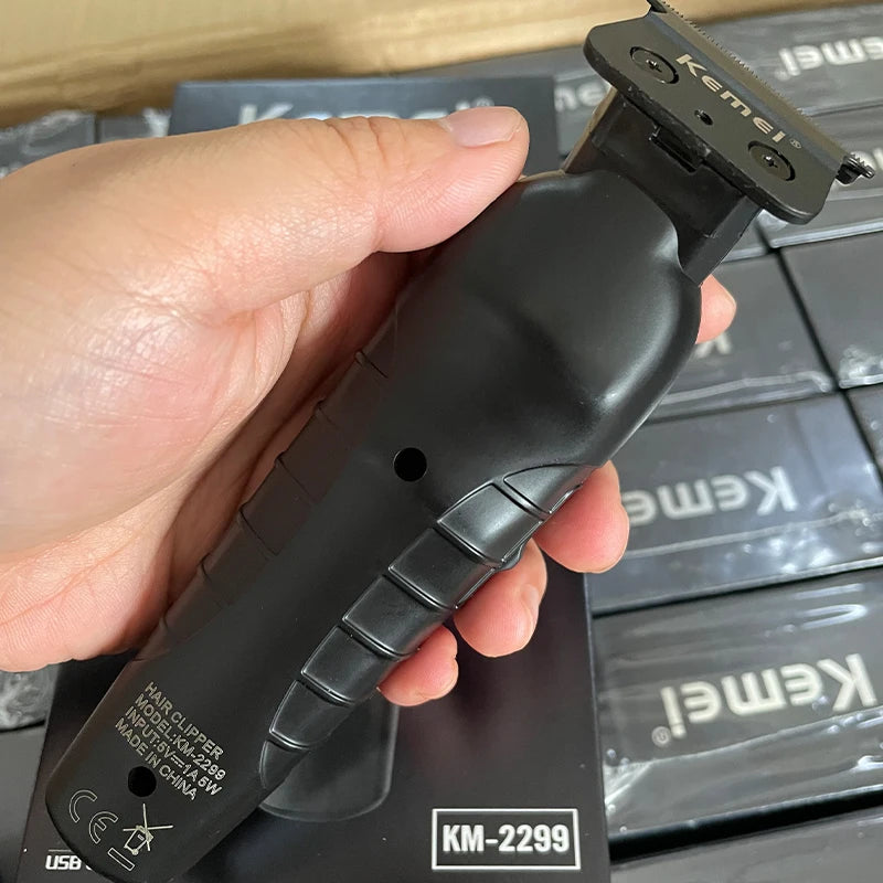 Trimmer Kemei 2299 Barber Cordless Hair Trimmer 0mm Zero Gapped Carving Clipper Detailer Professional Electric Finish Cutting