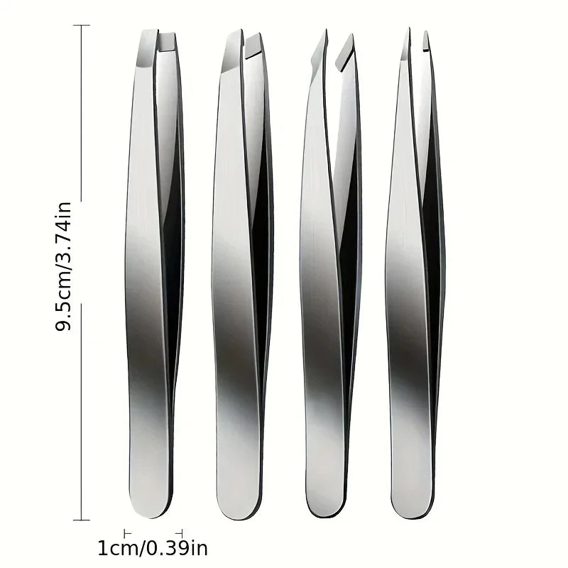 Tweezers 4pcs Set Professional Tweezers Set Perfect For Eyebrow Hair Removal Splinter Very Effortless and Relaxed 