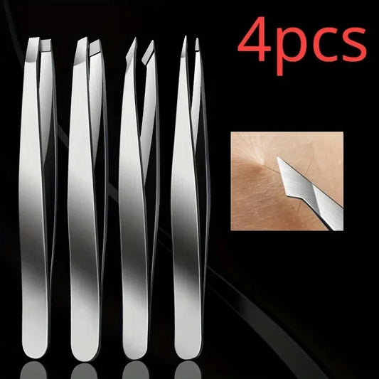Tweezers 4pcs Set Professional Tweezers Set Perfect For Eyebrow Hair Removal Splinter Very Effortless and Relaxed to Remove
