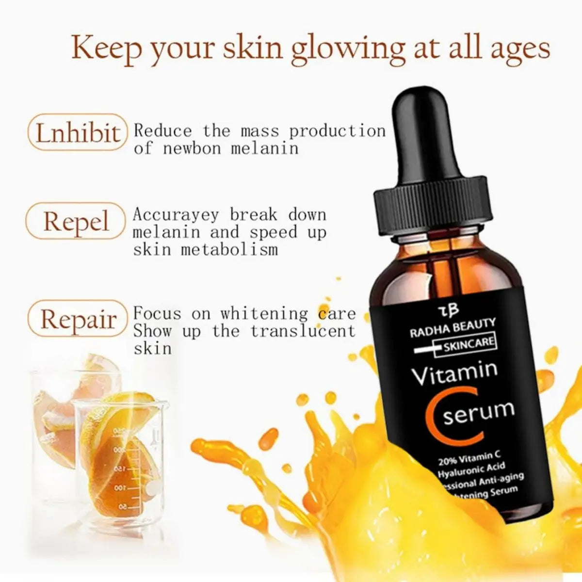 Vitamin C serum Face Serum Long Lasting Moisturizing Improve Roughness Lighten Spots Hyaluronic Acid Facial  face lift  Essence5555