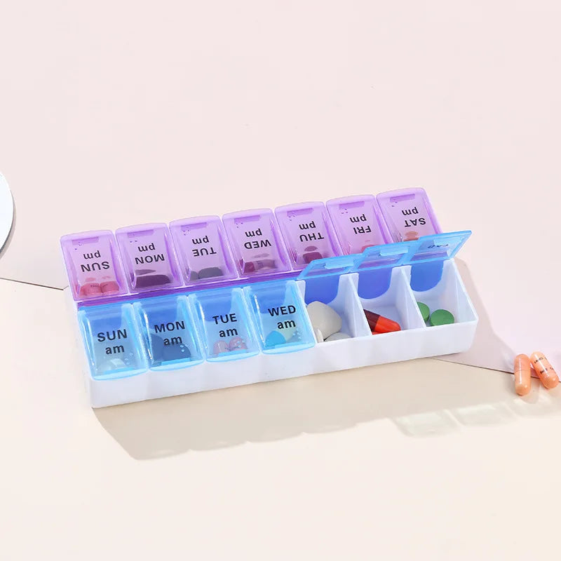 Weekly Portable Travel Pill Cases Box 7 Days Organizer 14 Grids Pills Container Storage Tablets Vitamins Medicine Fish Oils1