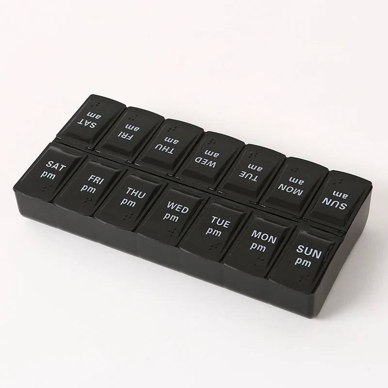 Weekly Portable Travel Pill Cases Box 7 Days Organizer 14 Grids Pills Container Storage Tablets Vitamins Medicine Fish Oils8888