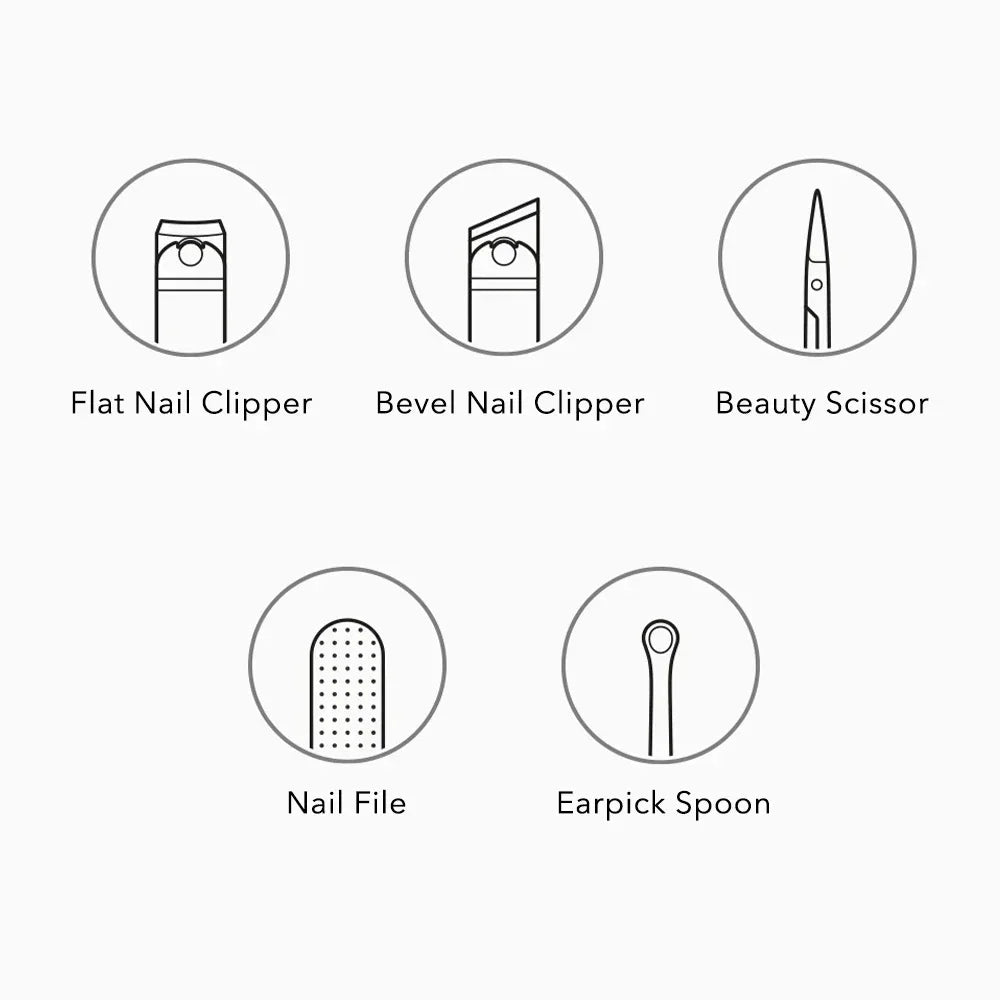 Xiaomi MIJIA Nail Clipper Set 5Pcs Stainless Manicure Pedicure Nail Clipper Cutter Nail File Ear Pick Professional