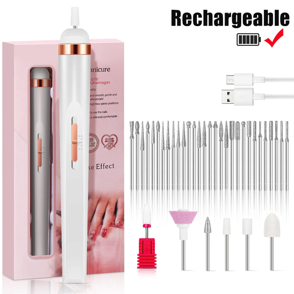 YIKOOLIN Portable Nail File Care Electric Nail Drill with 4 Speeds