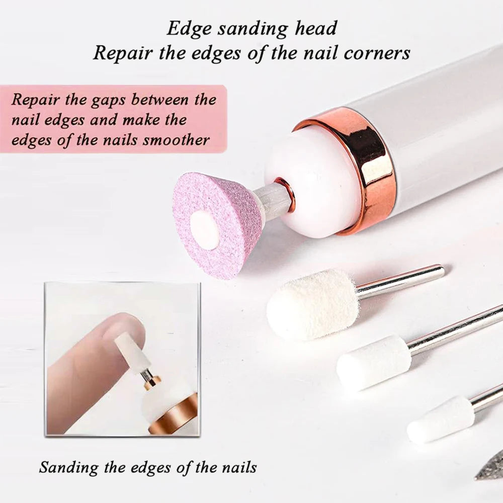 YIKOOLIN Portable Nail File Care Electric Nail Drill with 4 Speeds Cuticle Trimmer Battery Operated 